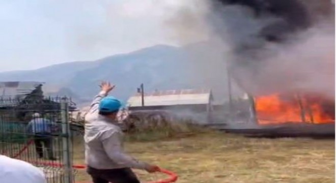 3 ev ve 2 ahır kül oldu.